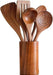Desirable 5-Piece Acacia Kitchen Tool Set with Holder - Natural Wood Utensils-Kiichin - The #1 Place for Japanese Goods in Your Hand!