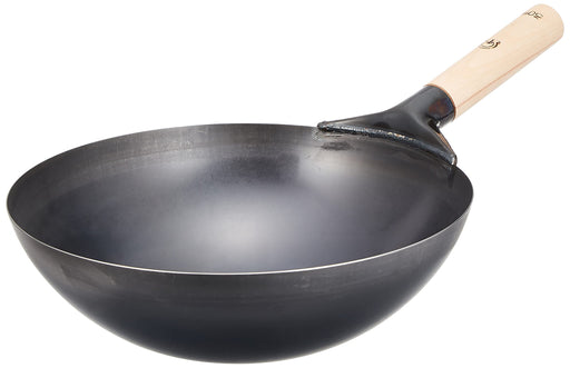 Endo Shoji 27cm Tkg Chinese Wok with Wooden Handle Ideal for Stir-Frying-Kiichin - The #1 Place for Japanese Goods in Your Hand!