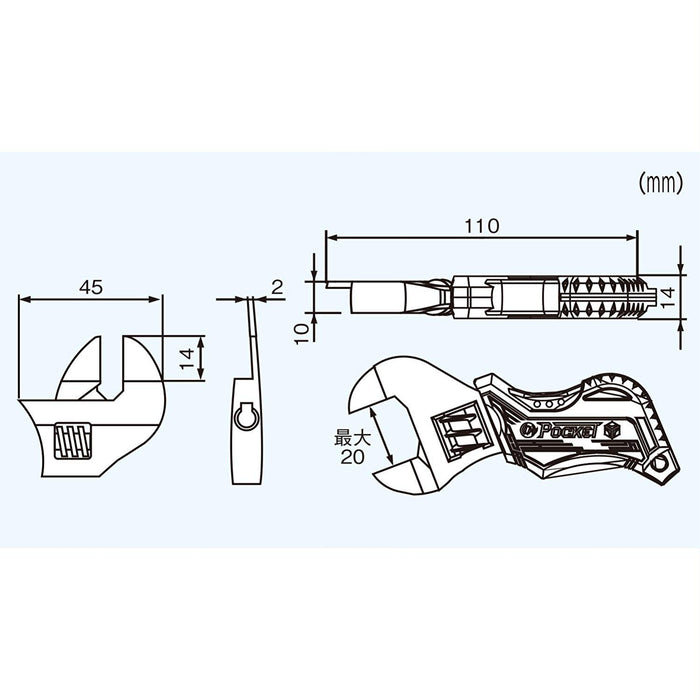 Engineer Brand 100mm Pocket Monkey Wrench Twm-06 by Engineer-Kiichin - The #1 Place for Japanese Goods in Your Hand!