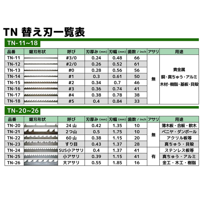 Engineer 2/0 Size TN-12 Metalworking Saw Replacement Blade-Kiichin - The #1 Place for Japanese Goods in Your Hand!