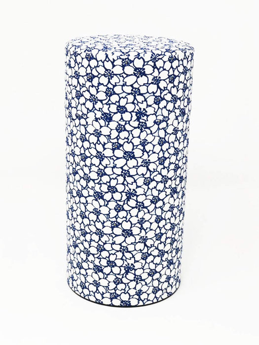 Kitsusako Japan Kyoto-Born Yuzen Paper Tea Can - Cherry Blossom Design | Preserves Tea Quality | White (200G) Tea Caddy-Kiichin - The #1 Place for Japanese Goods in Your Hand!