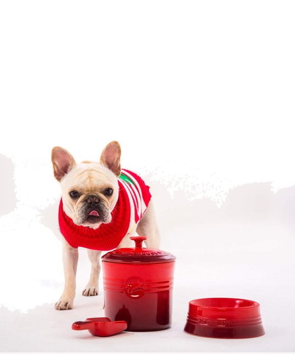 Le Creuset White Pet Food Container with Scoop Official Japanese Product