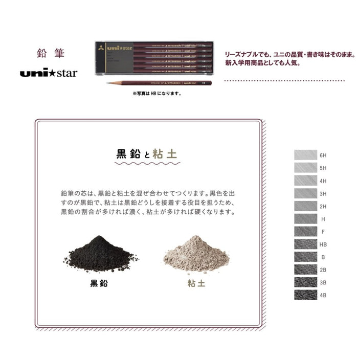 Mitsubishi Pencil Unistar 4B Pack of 12 - Premium Quality Mitsubishi Pencils-Kiichin - The #1 Place for Japanese Goods in Your Hand!