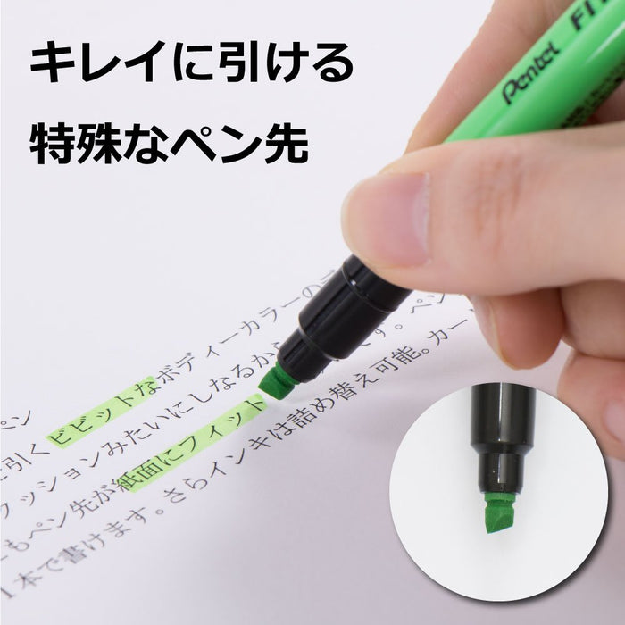 Pentel Fitline Light Green Highlighter Xslw11-K 5-Pack-Kiichin - The #1 Place for Japanese Goods in Your Hand!