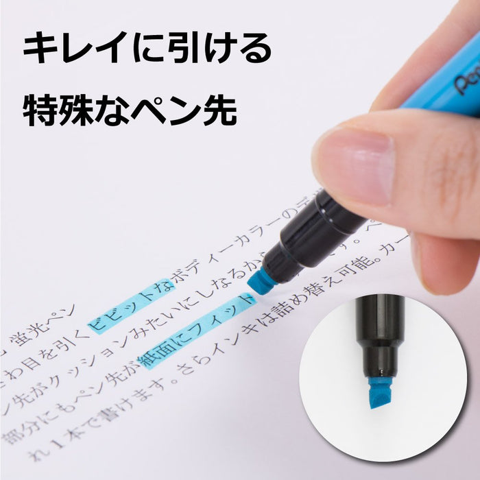 Pentel Fitline Sky Blue Highlighter Xslw11-S Pack of 5-Kiichin - The #1 Place for Japanese Goods in Your Hand!