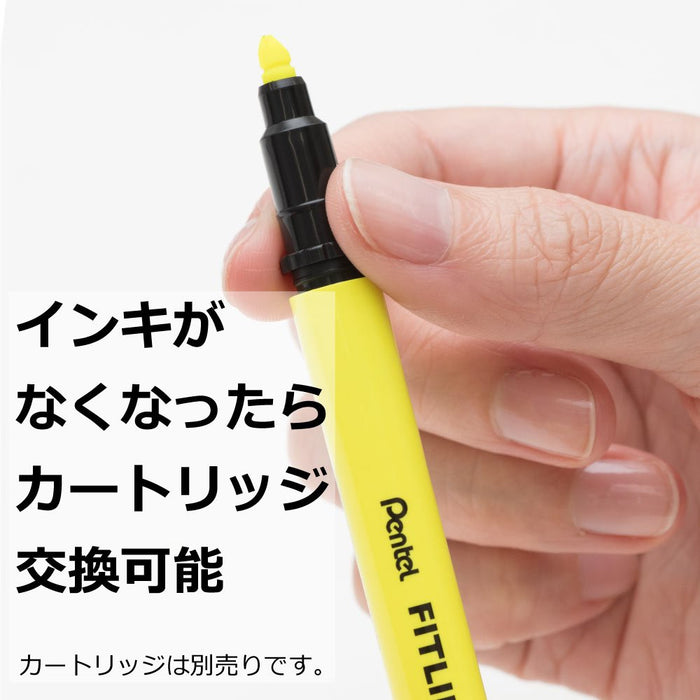 Pentel Fitline Yellow Highlighter SLW11-G Pack of 10 Pieces-Kiichin - The #1 Place for Japanese Goods in Your Hand!
