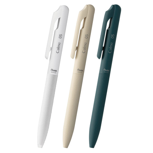 Pentel Calme 0.5mm Oil-Based Ballpoint Pen Set White Beige Turquoise - 3 Pieces-Kiichin - The #1 Place for Japanese Goods in Your Hand!