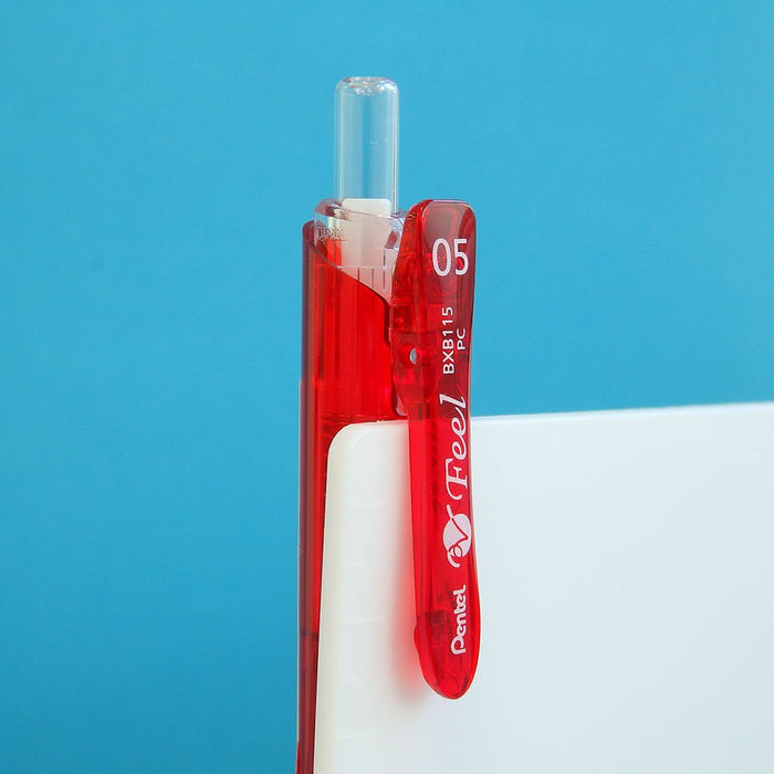 Pentel Feel 0.5 XBXB115-B Clear Red Oil-Based Ballpoint Pen Pack of 5-Kiichin - The #1 Place for Japanese Goods in Your Hand!