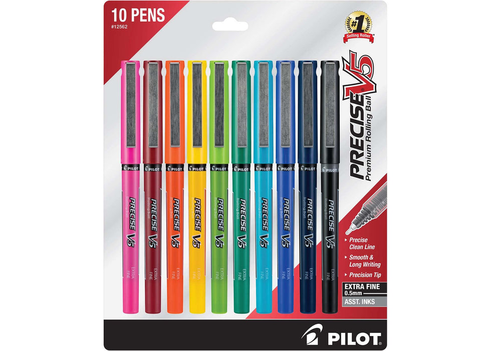 Pilot Precise V5 Extra Fine 0.5mm Liquid Ink Rolling Ball Pen Assorted Colors 10 Pack-Kiichin - The #1 Place for Japanese Goods in Your Hand!