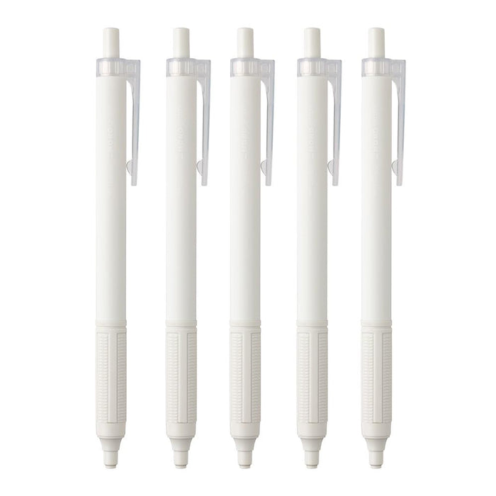 Tombow Monograph Light Ballpoint Pen 0.38mm Black Ink Smoky White Shaft 5 Pack-Kiichin - The #1 Place for Japanese Goods in Your Hand!