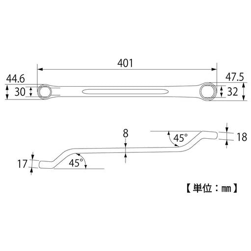 Top Kogyo Double-Ended Box Wrench 30x32mm 45° Offset Forged Japan Made-Kiichin - The #1 Place for Japanese Goods in Your Hand!