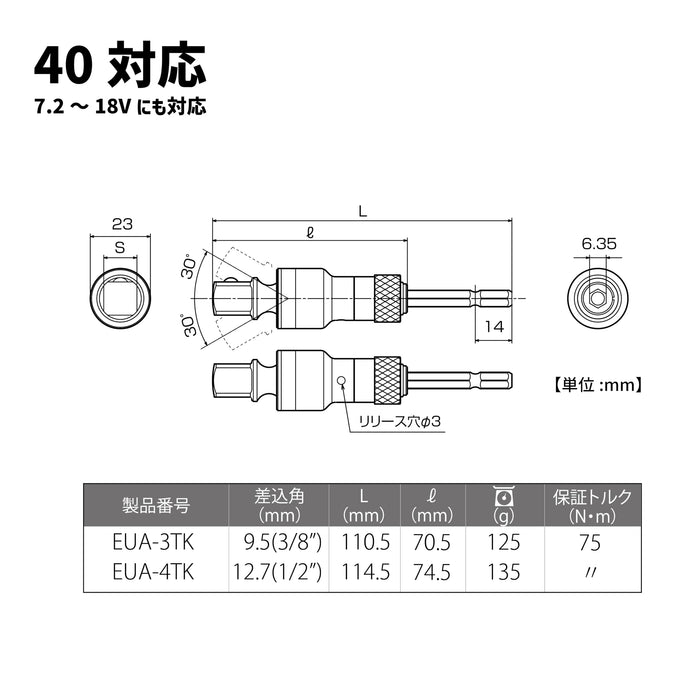 Top Kogyo Strong Shaft Universal Socket Adapter 1/2 Drive for 40V Drills-Kiichin - The #1 Place for Japanese Goods in Your Hand!