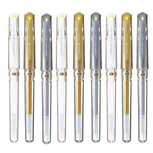 Mitsubishi Pencil Uniball Signo UM-153 1.0mm White Gold Silver Gel Pens Pack of 9-Kiichin - The #1 Place for Japanese Goods in Your Hand!