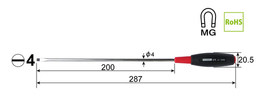 Vessel Thin Shaft Cushion Grip Driver 4x200 - Premium 610 Vessel Tool-Kiichin - The #1 Place for Japanese Goods in Your Hand!
