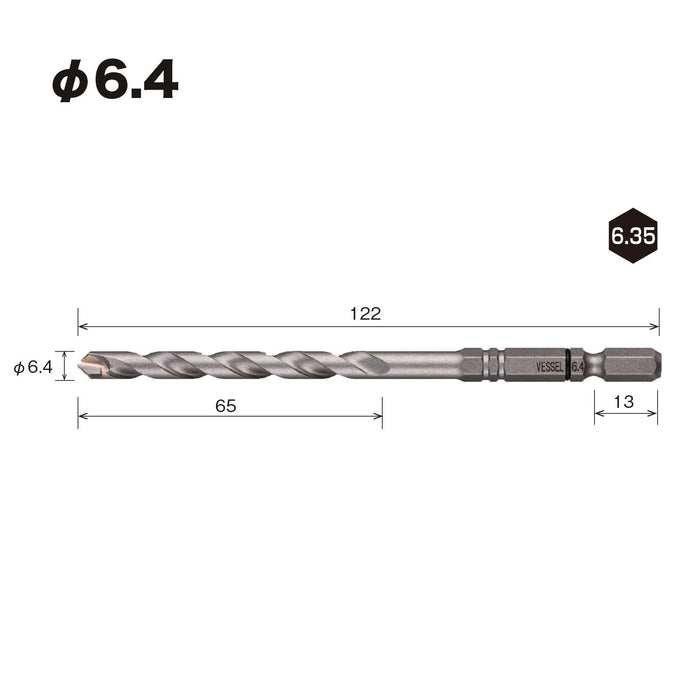 Vessel Porcelain Tile Drill Bit 6.4mm - APD-6.4 Series-Kiichin - The #1 Place for Japanese Goods in Your Hand!