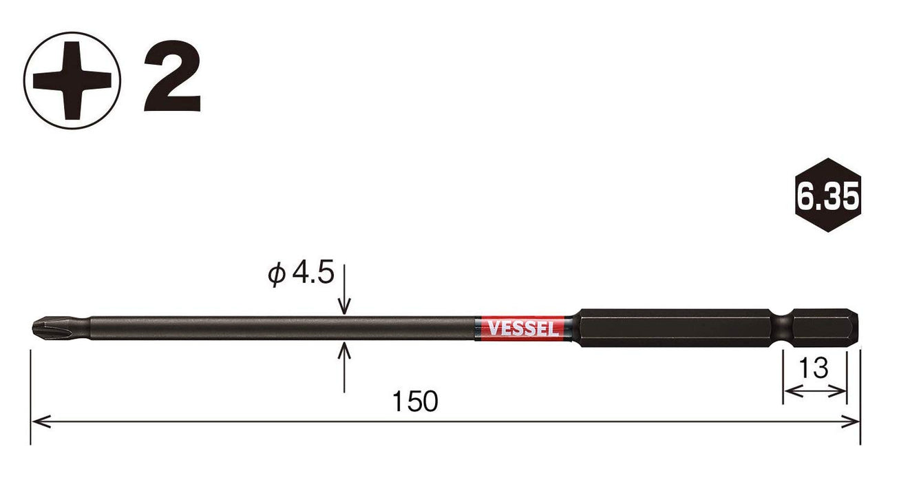 Vessel 40V Sakisubo Stepped Bit Set 2 X 4.5mm 150mm Length - SS162150-Kiichin - The #1 Place for Japanese Goods in Your Hand!