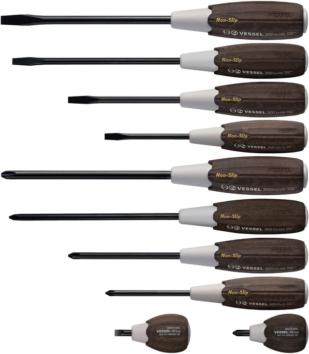 Vessel Woody Driver Set of 10 with Non-Slip Grip and Case - Model 3010Ps-Kiichin - The #1 Place for Japanese Goods in Your Hand!
