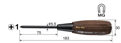 Vessel Woody Penetrating Driver with Non-Slip Grip B-330 +1x75 - Vessel Brand-Kiichin - The #1 Place for Japanese Goods in Your Hand!