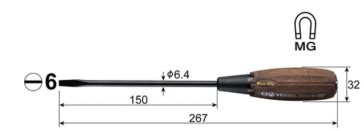 Vessel Woody Penetrating Driver with Non-Slip Grip 6x150 B-330-Kiichin - The #1 Place for Japanese Goods in Your Hand!