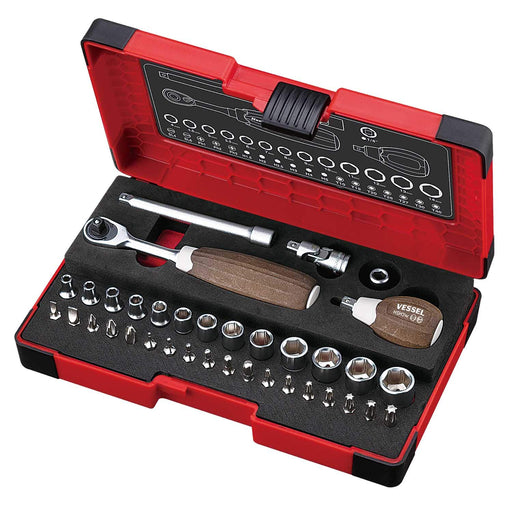 Vessel Woody 36Pcs Socket Wrench Set 1/4 Inch Drive 6.35mm - HRW2001M-Kiichin - The #1 Place for Japanese Goods in Your Hand!