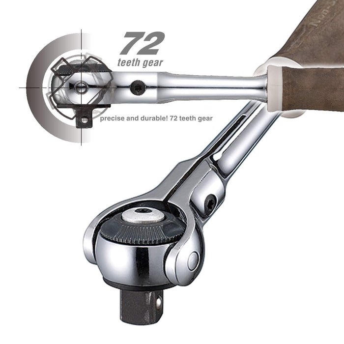 Vessel Woody Swivel Ratchet Handle Non-Slip Grip 1/4 Inch Drive HRH2-SW-Kiichin - The #1 Place for Japanese Goods in Your Hand!