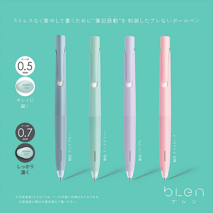 Zebra Bren 0.5mm Ballpoint Pen with Black Ink Mint Green Barrel - Pack of 10-Kiichin - The #1 Place for Japanese Goods in Your Hand!