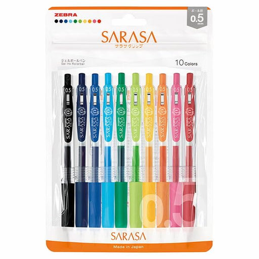 Zebra Sarasa Clip Gel Ballpoint Pens 0.5mm 10 Color Set - Zebra Jj15-10C-N-Kiichin - The #1 Place for Japanese Goods in Your Hand!
