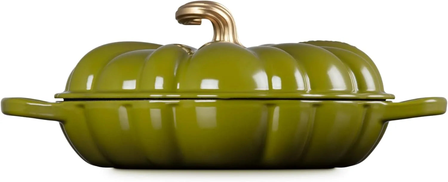 Le Creuset Enamel Cast Iron Pumpkin Blazer 2.75 Qt Olive Dutch Oven Le Creuset