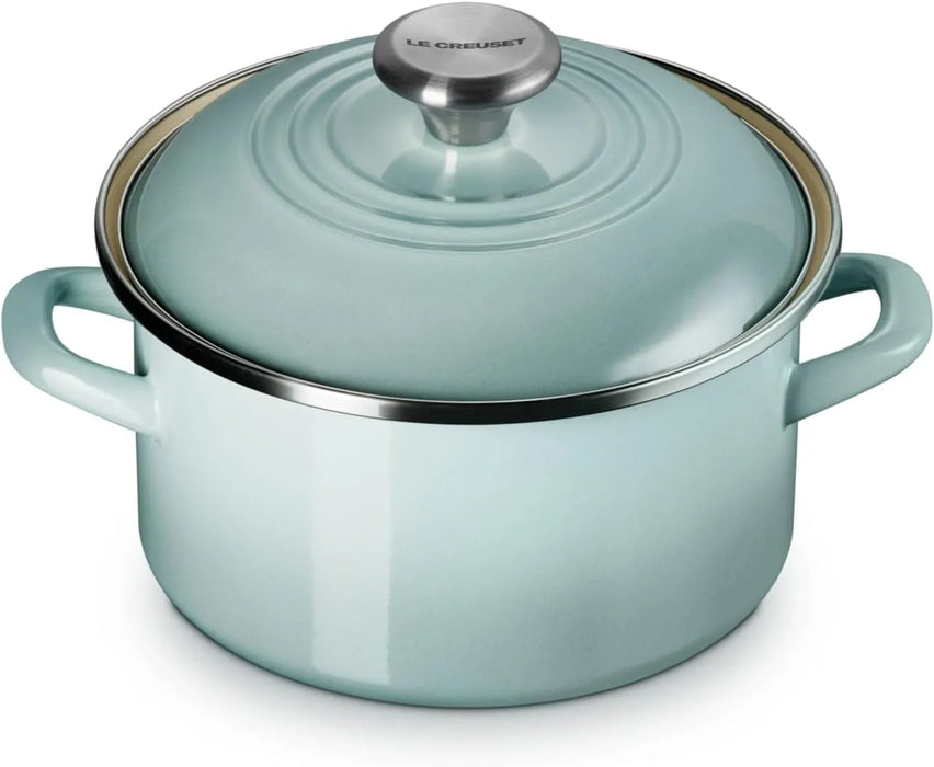 Le Creuset Enameled Steel Petite Stockpot 3.8 Quart Sea Salt Le Creuset