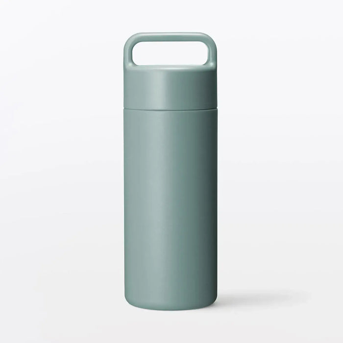Muji Vacuum Insulated Thermal Bottle with Handle Type - Smoky Green 350ml - 4550723112642