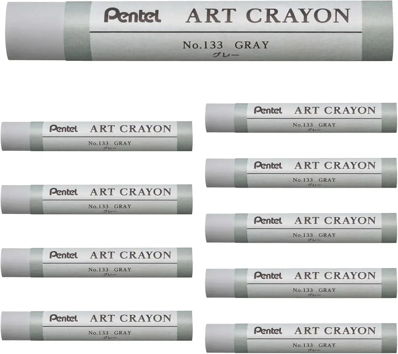 Pentel PTAC Art Crayons Creative Drawing Supplies - Gray - 4902506430212