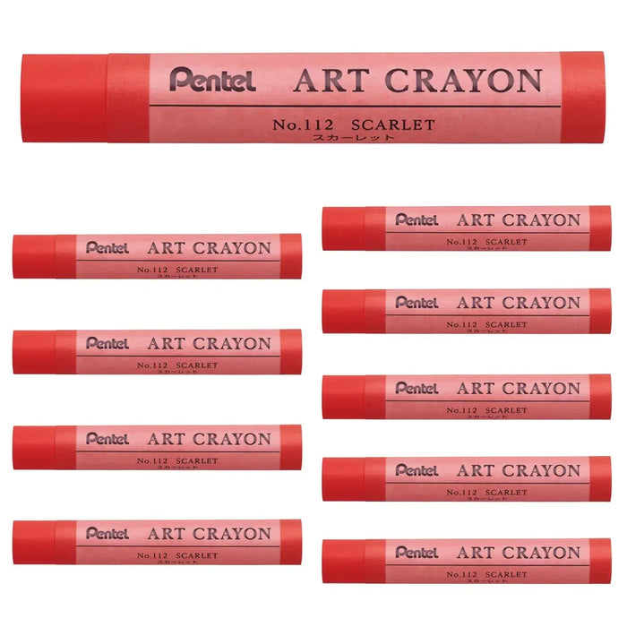 Pentel PTAC Art Crayons Creative Drawing Supplies - Scarlet - 4902506436825