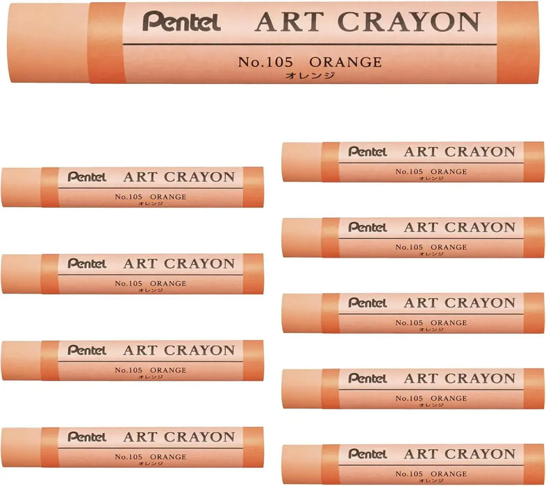 Pentel PTAC Art Crayons Creative Drawing Supplies - Orange - 4902506430175
