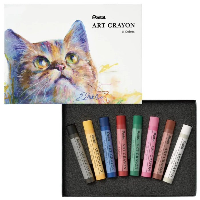 Pentel PTAC Art Crayons Creative Drawing Supplies - 8 Colors - 4902506426482