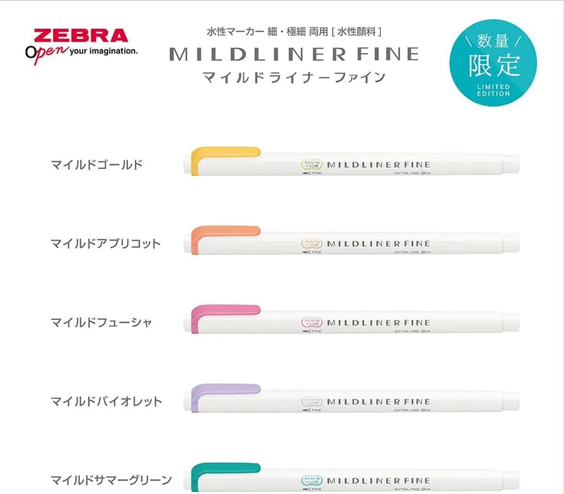 Zebra Fountain Pen WYT9-5C-B Mildliner Fine 5 Color Set B