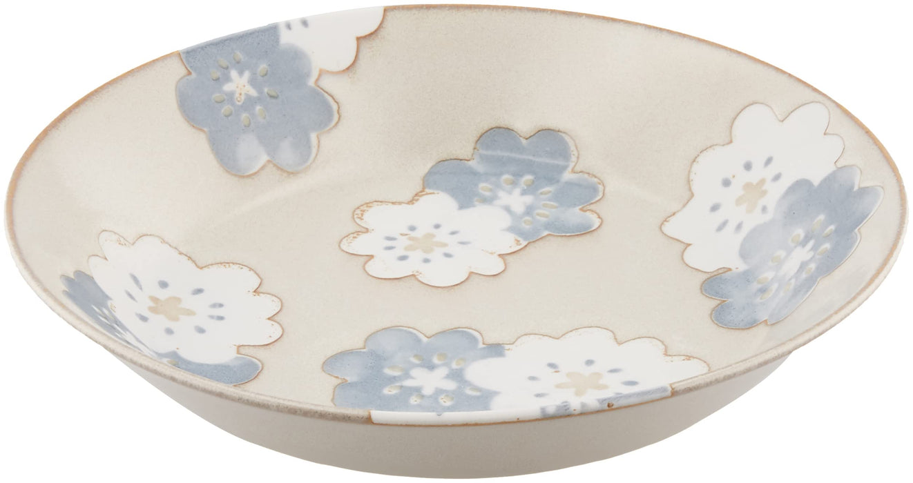 Aito Nordic Flower Curry Plate Pasta Plate 21cm Gray Floral Mino Ware DW/MW Safe Japan 266148-Kiichin - The #1 Place for Japanese Goods in Your Hand!