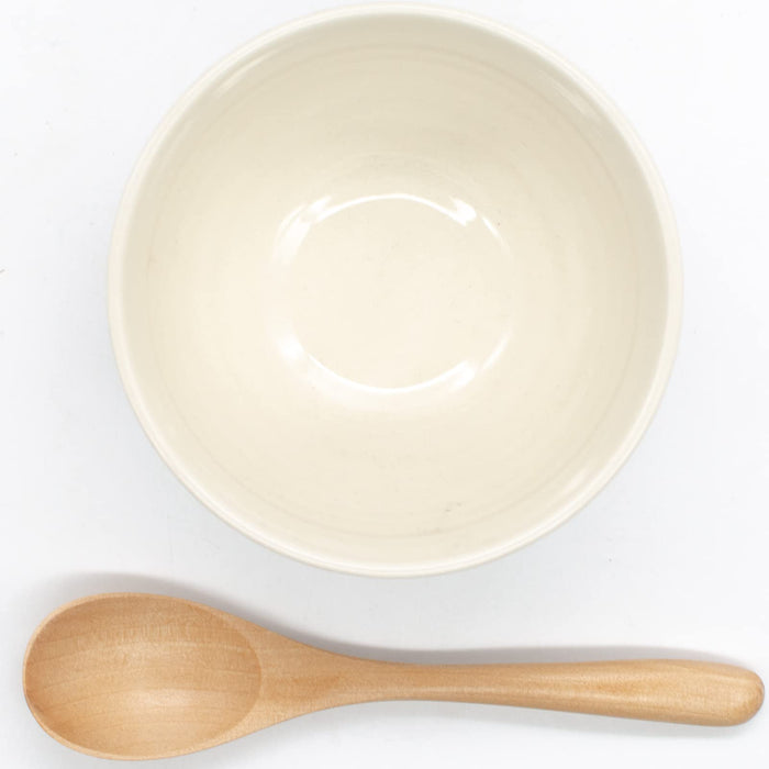 Aito Ripple Bowl 410ml w/ Spoon Beige Mino Ware Japan 266434-Kiichin - The #1 Place for Japanese Goods in Your Hand!