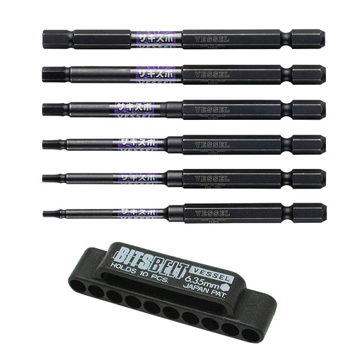 Vessel SS16H-6Psa Hex Driver Bit Set 6pcs w/ Holder-Kiichin - The #1 Place for Japanese Goods in Your Hand!