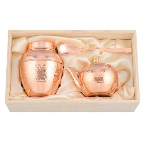 Asahi Japan Copper Kyusu Teapot Set with Tea Caddy & Spoon - Gift Boxed-Kiichin - The #1 Place for Japanese Goods in Your Hand!