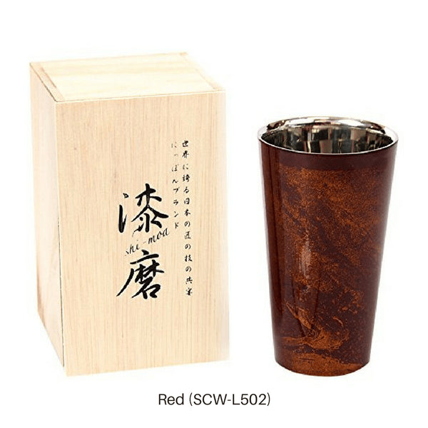 Asahi Japan Yamanaka Urushi Lacquer Double-Wall Cooler Glass 270Ml Red - Premium Gift Set-Kiichin - The #1 Place for Japanese Goods in Your Hand!
