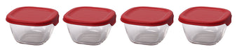 Hario 110ml Heat Resistant Glass Storage Red Container Japan Made Oven/Microwave/Dishwasher Safe 4 Pack-Kiichin - The #1 Place for Japanese Goods in Your Hand!