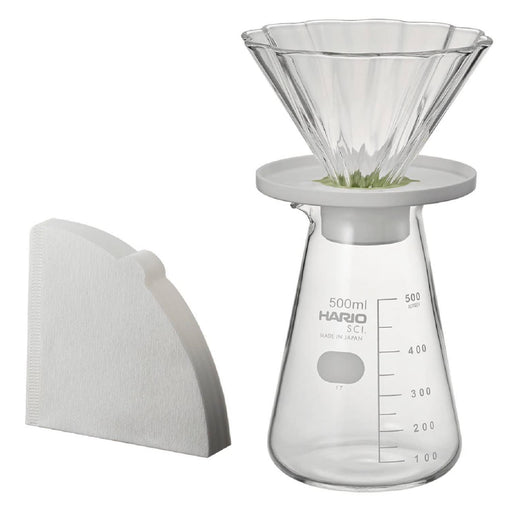 Hario CDB-3012-W Tea Dripper Bouquet Server Set for 1-4 Cups White Japan-Kiichin - The #1 Place for Japanese Goods in Your Hand!
