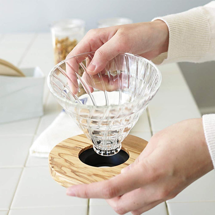 Hario V60 Glass Coffee Dripper Olive Wood 01 Vdg-01-Ov 1-2 Cups-Kiichin - The #1 Place for Japanese Goods in Your Hand!