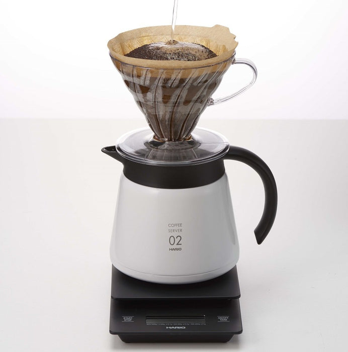 Hario V60 Stainless Steel Server 600 White - Japanese-Made Thermal Server-Kiichin - The #1 Place for Japanese Goods in Your Hand!