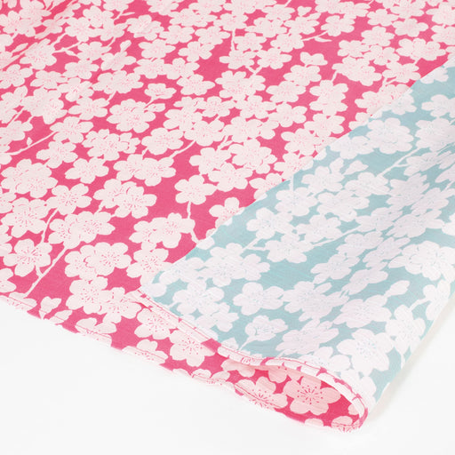 Musubi Furoshiki Chief Isa Pattern Double Sided Cotton - Weeping Cherry Blossom Pink Mint 48Cm-Kiichin - The #1 Place for Japanese Goods in Your Hand!