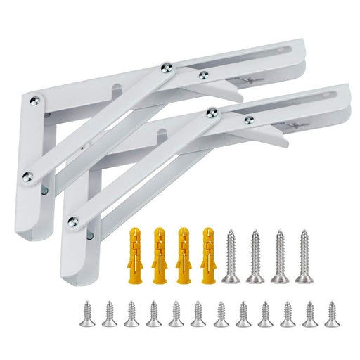 Chsdec L-Shaped Shelf Bracket - White 20Cm - Folding Stainless Steel - Wall Mounted - 50Kg Load - Set Of 2 - Screws Included-Kiichin - The #1 Place for Japanese Goods in Your Hand!