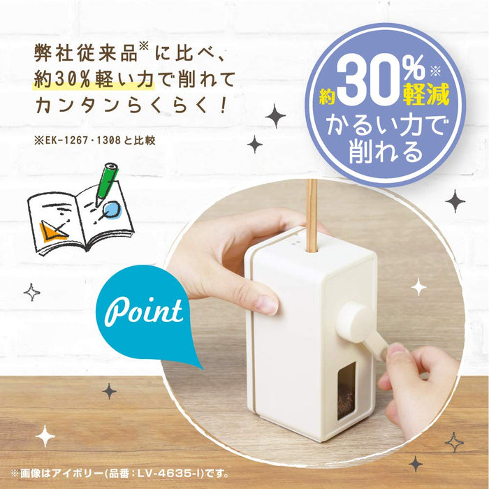 Sonic Japan Toppin Manual Pencil Sharpener - Slim Ivory (LV-4635-I)-Kiichin - The #1 Place for Japanese Goods in Your Hand!
