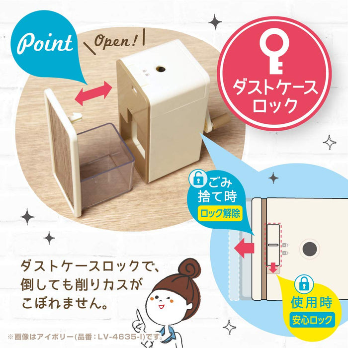 Sonic Japan Toppin Manual Pencil Sharpener - Slim Ivory (LV-4635-I)-Kiichin - The #1 Place for Japanese Goods in Your Hand!