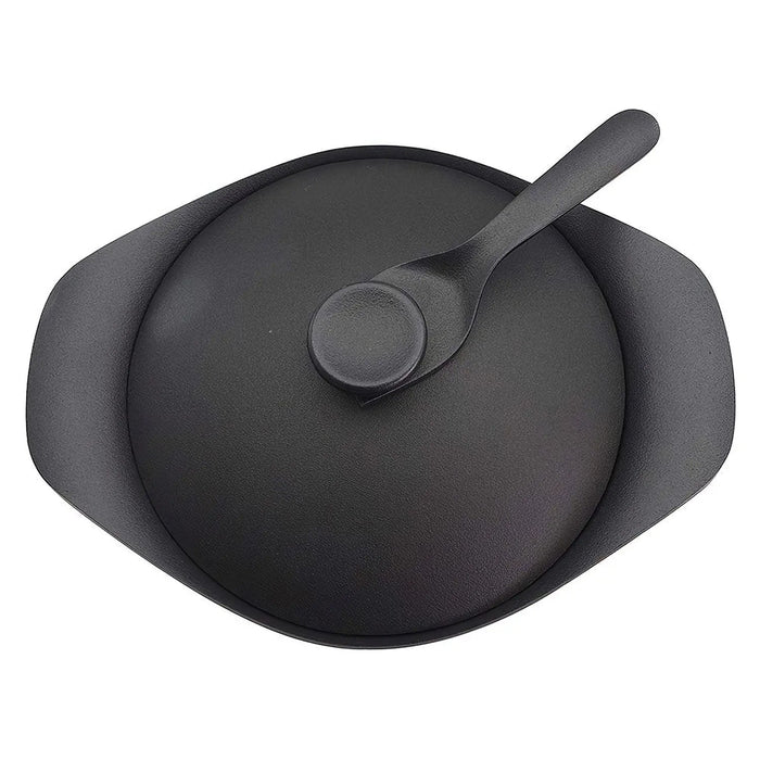 Nihon Yoshokki 22Cm Cast Iron Induction Oil Pan Griddle with Lid & Fork - Made in Japan-Kiichin - The #1 Place for Japanese Goods in Your Hand!