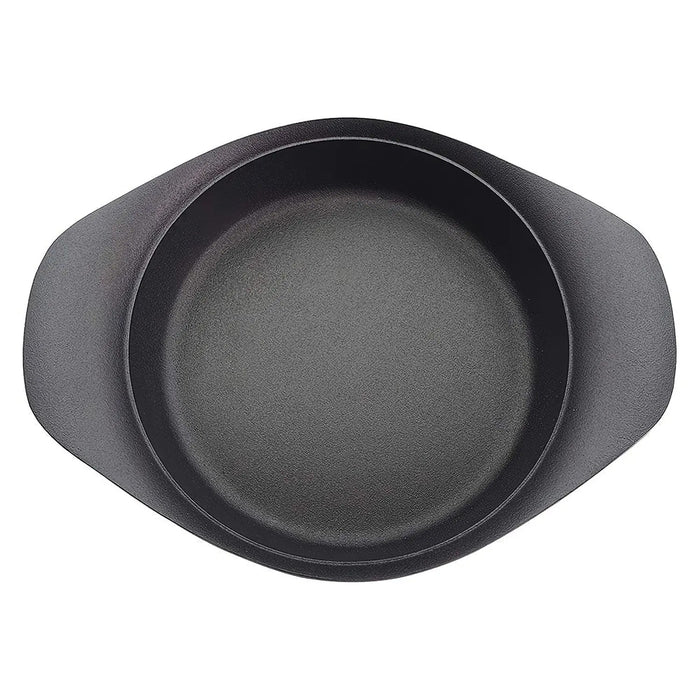 Nihon Yoshokki 22Cm Cast Iron Induction Oil Pan Griddle with Lid & Fork - Made in Japan-Kiichin - The #1 Place for Japanese Goods in Your Hand!